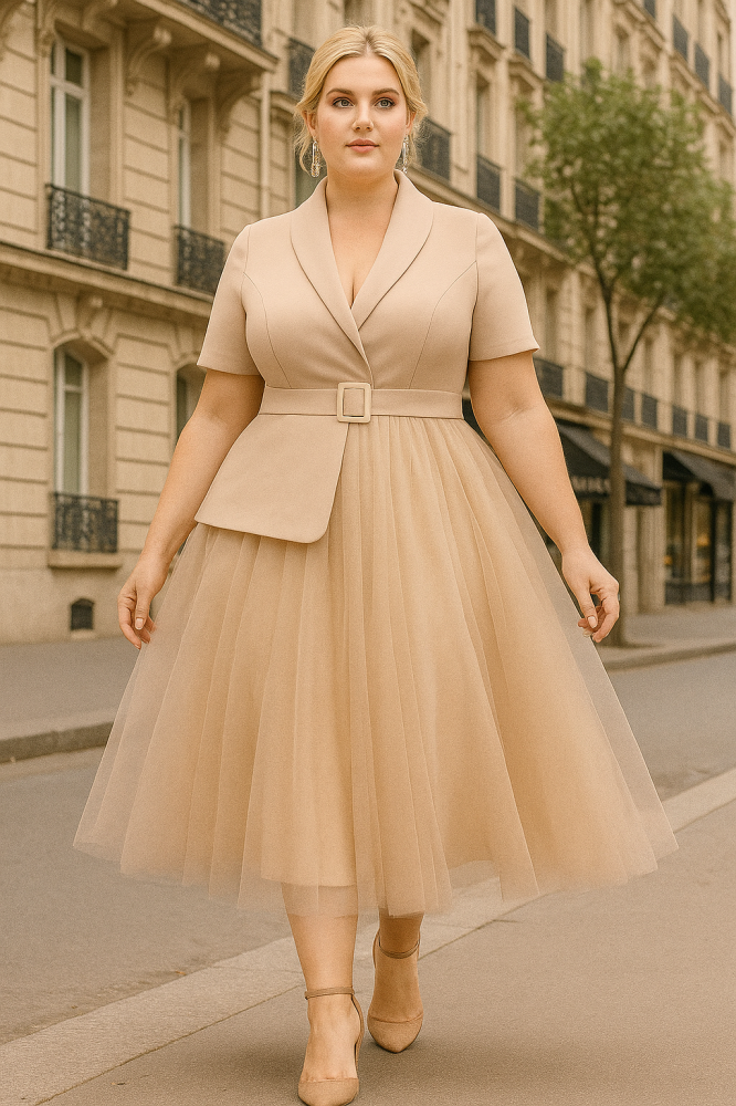 Galene Plus Size Blazer Tulle Dress