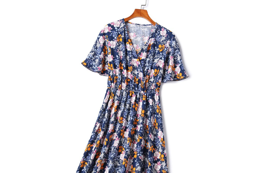 Melle Plus Size Blue Floral Maxi Dress