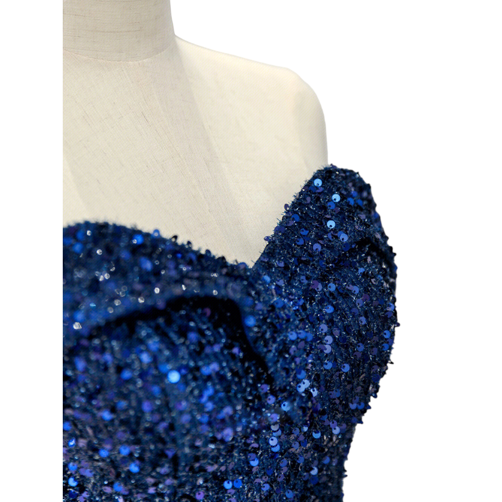 Plus Size Royal Blue Off Shoulder Formal Dress