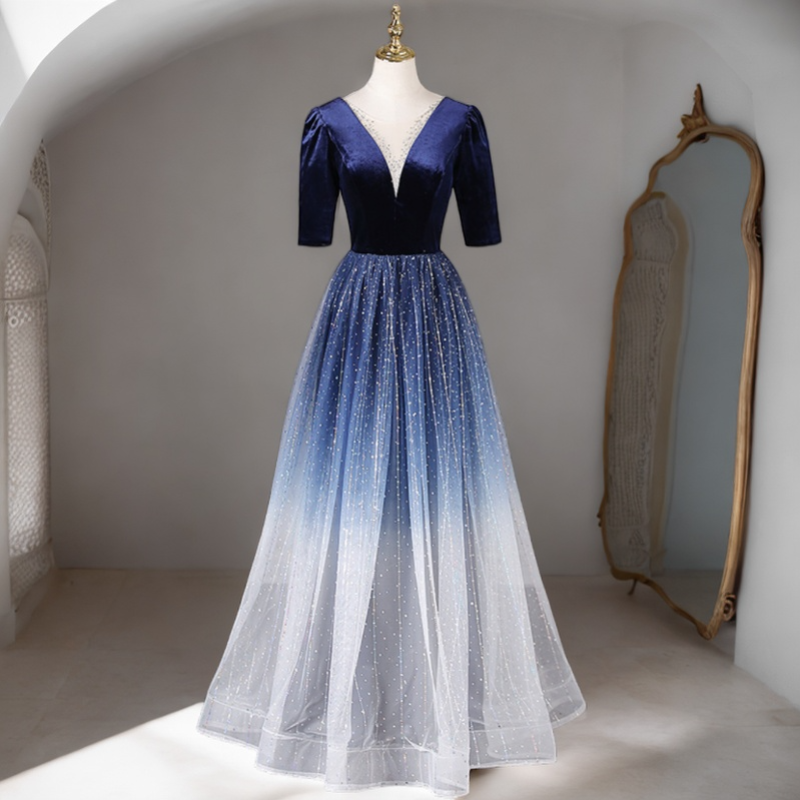 Dania Plus Size Ombre Short Sleeve Evening Dress