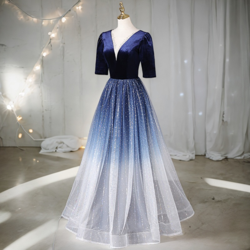 Dania Plus Size Ombre Short Sleeve Evening Dress