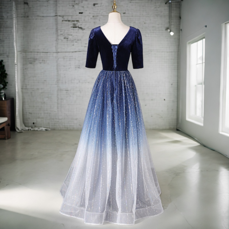 Dania Plus Size Ombre Short Sleeve Evening Dress