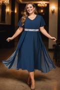 Zellè Plus Size Blue Short Formal Dress