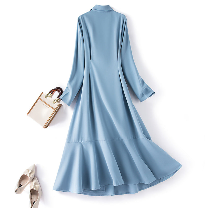 Plus Size Blue Trench Shirt Dress
