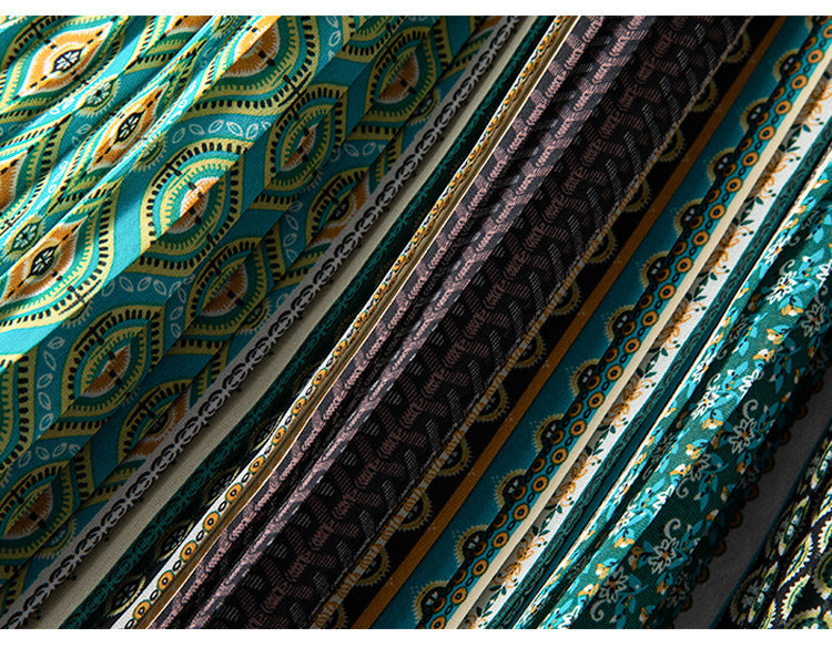 Plus Size Bohemian Print Long Sleeve Shirt Dress