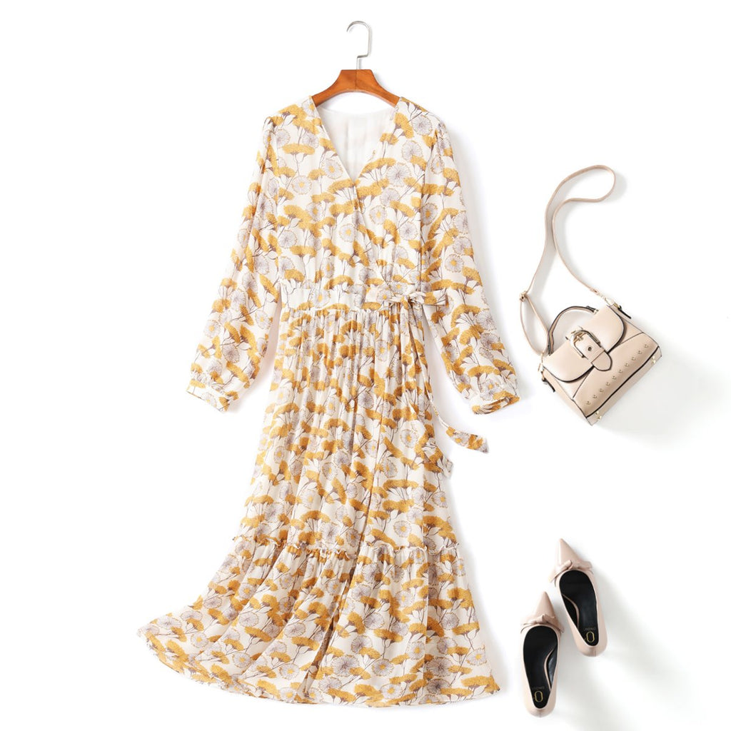 Julia Plus Size Boho Wrap Long Sleeve Midi Dress