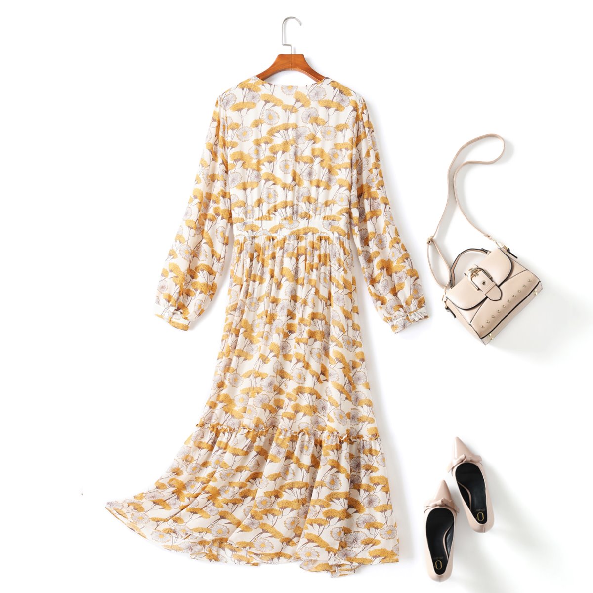 Julia Plus Size Boho Wrap Long Sleeve Midi Dress