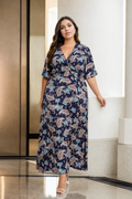 Mathilde Plus Size Wrap Boho Maxi Dress