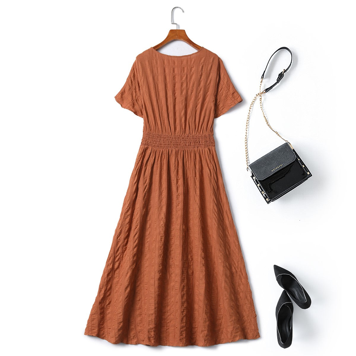 Plus Size Brown Midi Dress