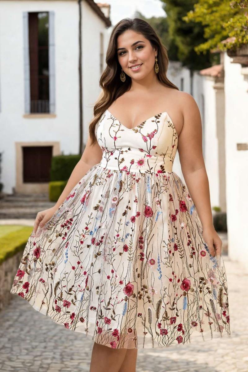 Lauder Plus Size Bustier Floral Tutu Dress