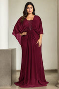 Maëlle Plus Size Cape Short Sleeve Evening Dress