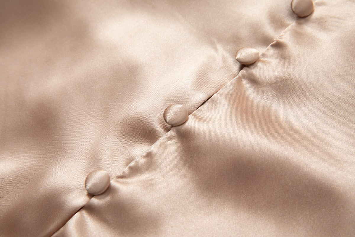 Maia Plus Size Champagne Gold Satin Evening Dress