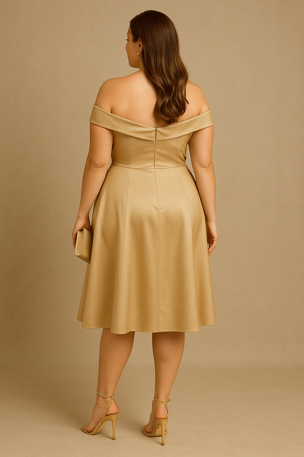 Aksana Plus Size Champagne Wedding Guest Dress