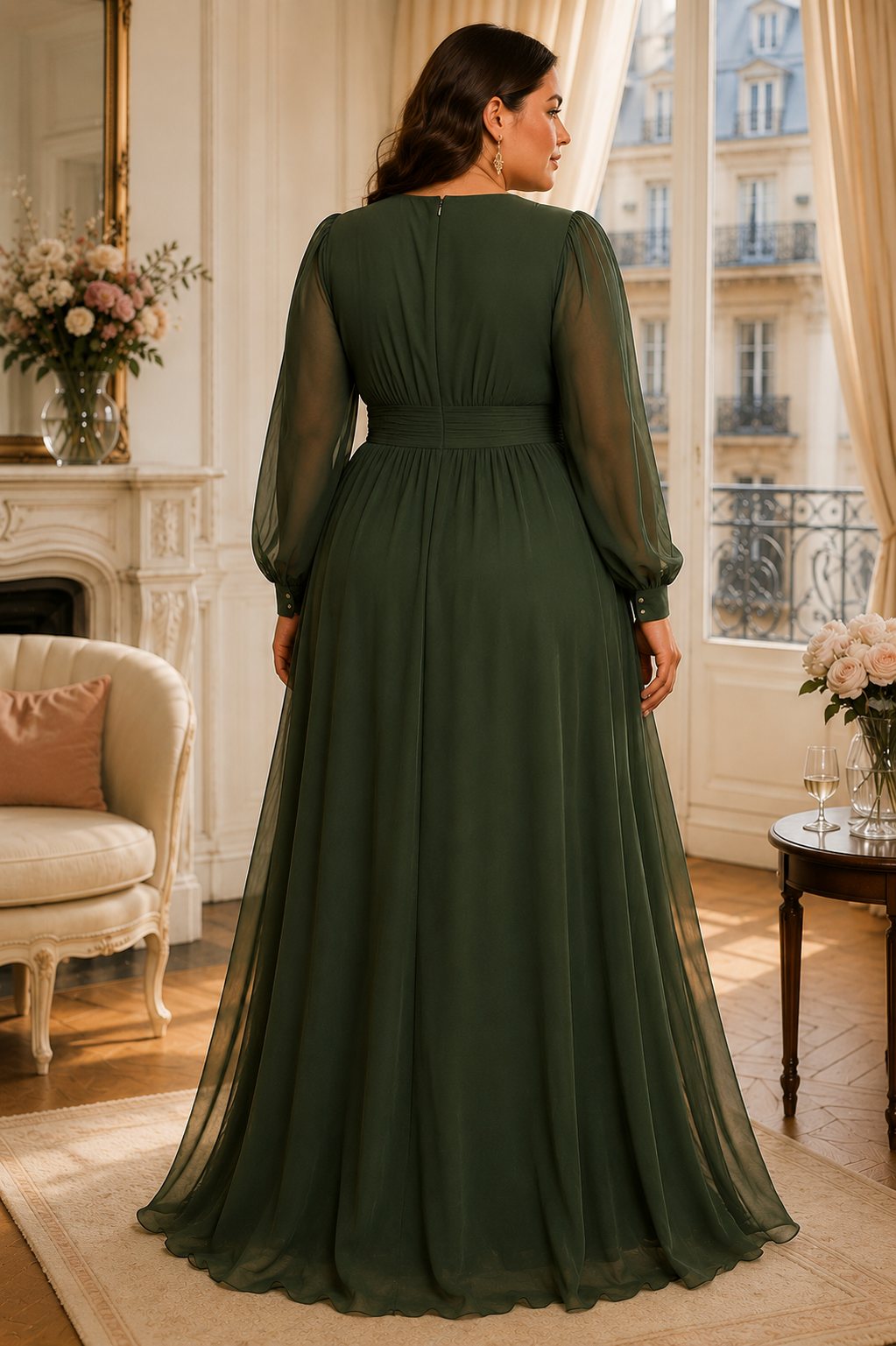 Estelle Plus Size Empire Waist Chiffon Evening Dress