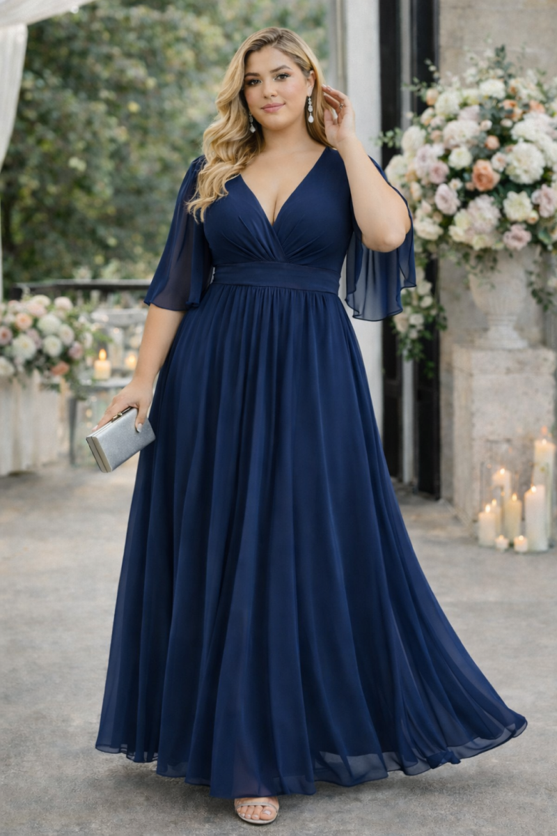 Amelie Plus Size Chiffon Wrap Maxi Dress