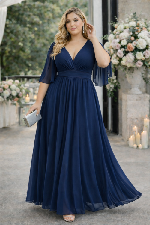 Amelie Plus Size Chiffon Wrap Maxi Dress
