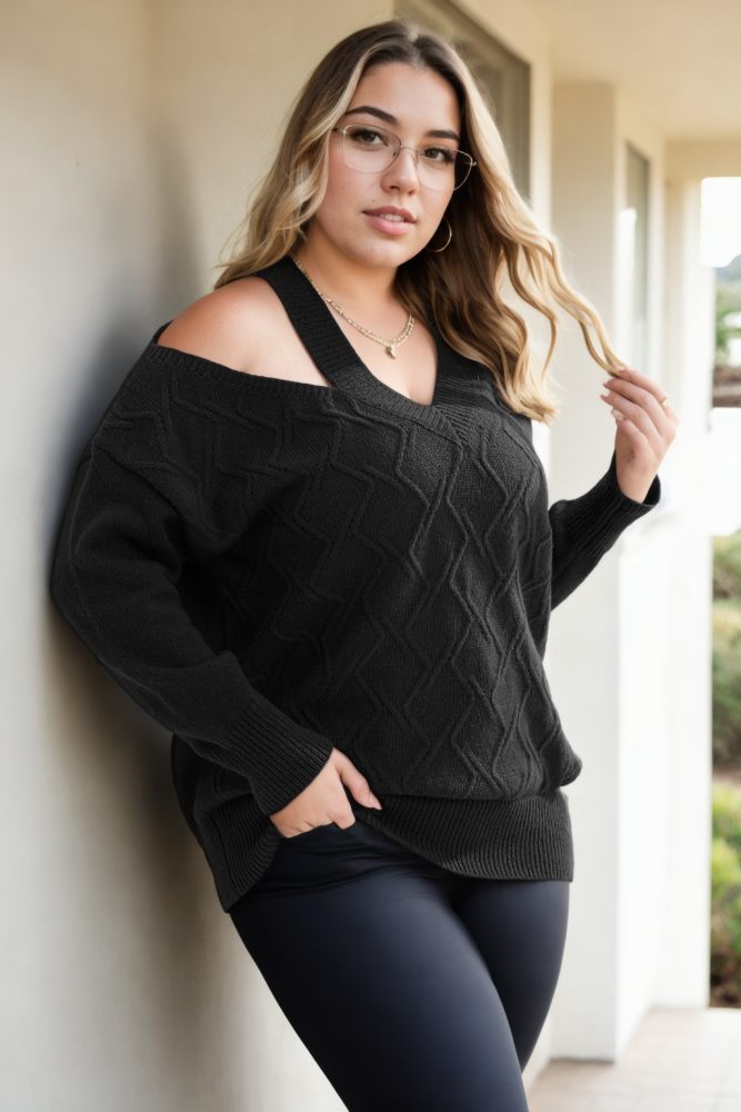 Lucy Plus Size Cold Shoulder Sweater