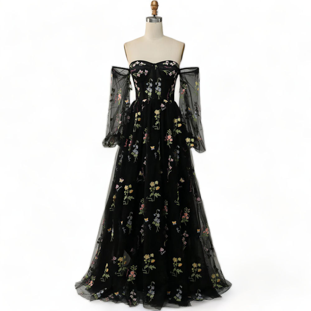 Sophiah Plus Size Corset with Sleeves Evening Dress