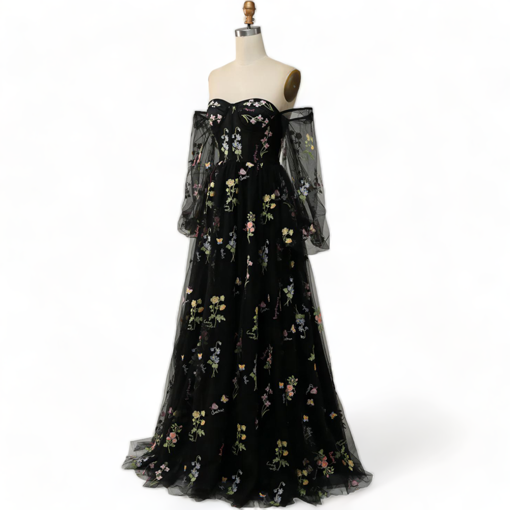 Sophiah Plus Size Corset with Sleeves Evening Dress