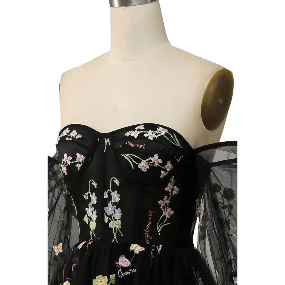 Sophiah Plus Size Corset with Sleeves Evening Dress
