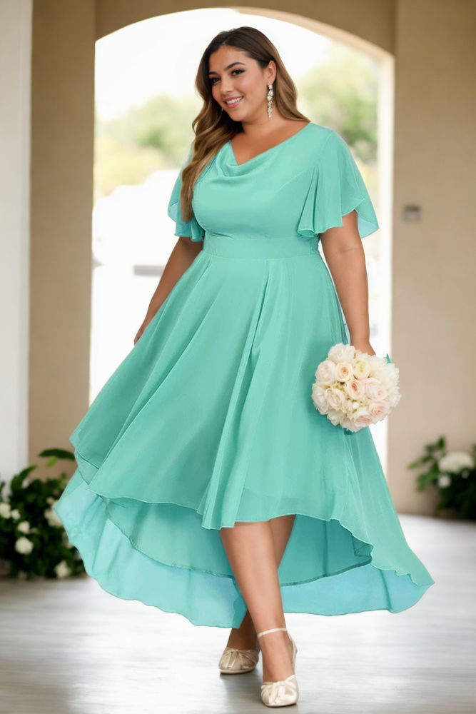 Sorel Plus Size Cowl Neck Chiffon Formal Dress