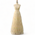 Amiri Plus Size Cream Floral Evening Dress