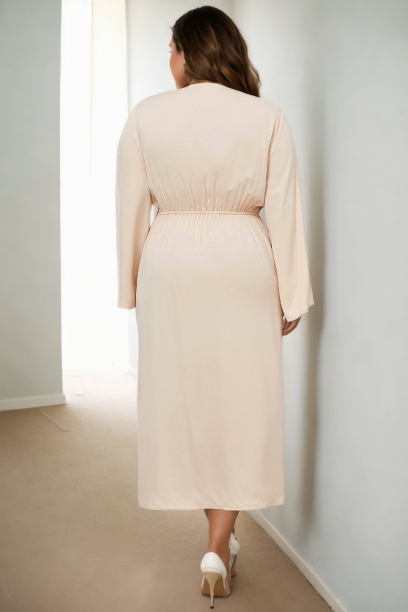 Esperanza Plus Size Cream Long Sleeve Dress