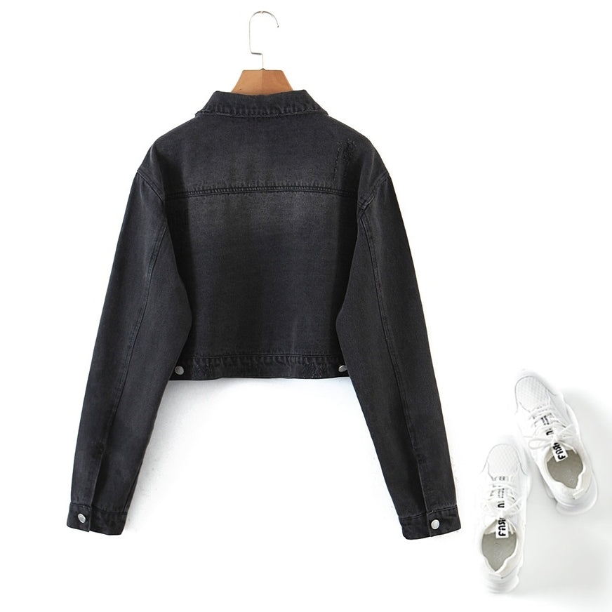 Plus Size Crop Denim Jacket