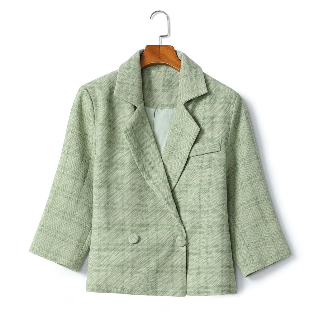 Dakota Plus Size Cropped Blazer with Pleat Skirt Set