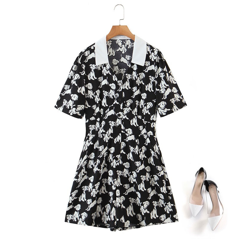 Plus Size Dog Print Romper