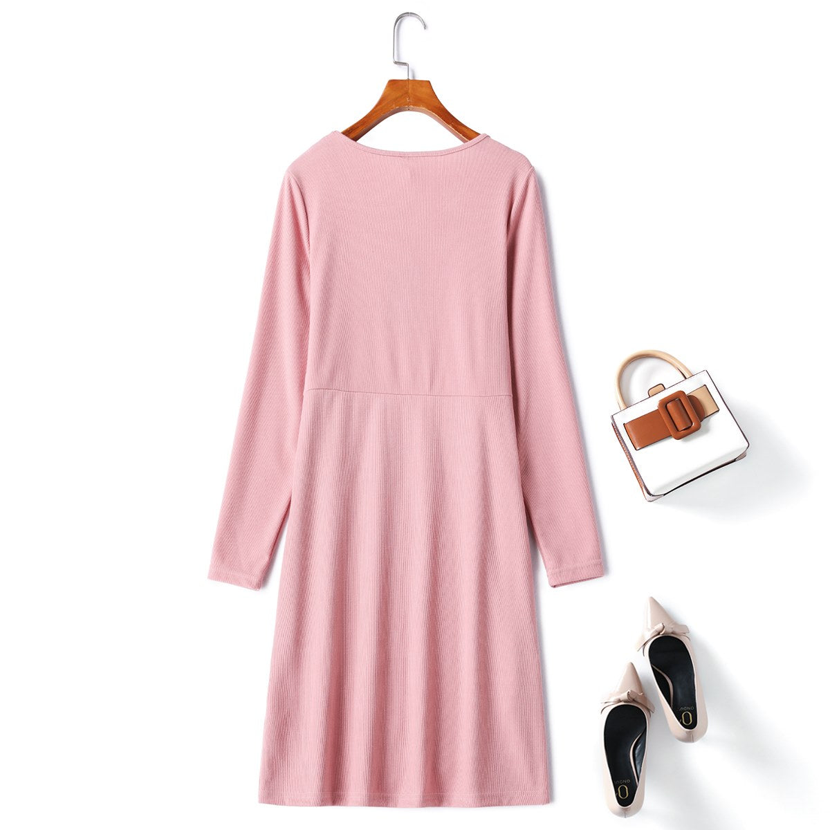 Plus Size Cutout Knit Long Sleeve Dress