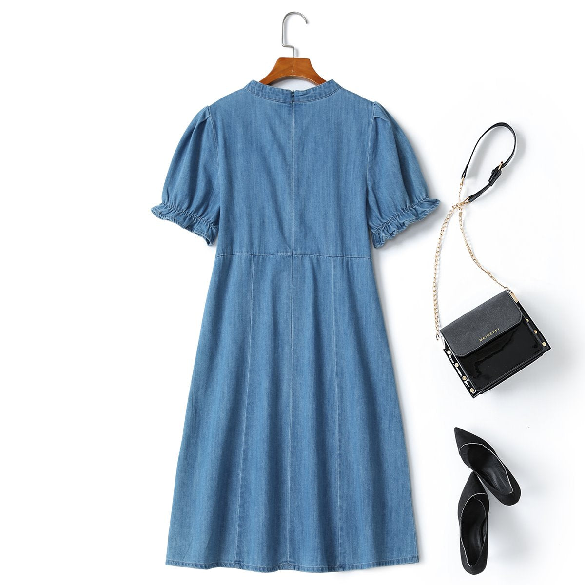 Plus Size Denim Cheongsam