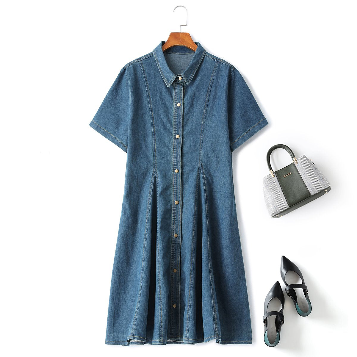 Venus Plus Size Denim Shirt Dress