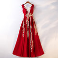 Plus Size Embroidered V Neck Evening Gown