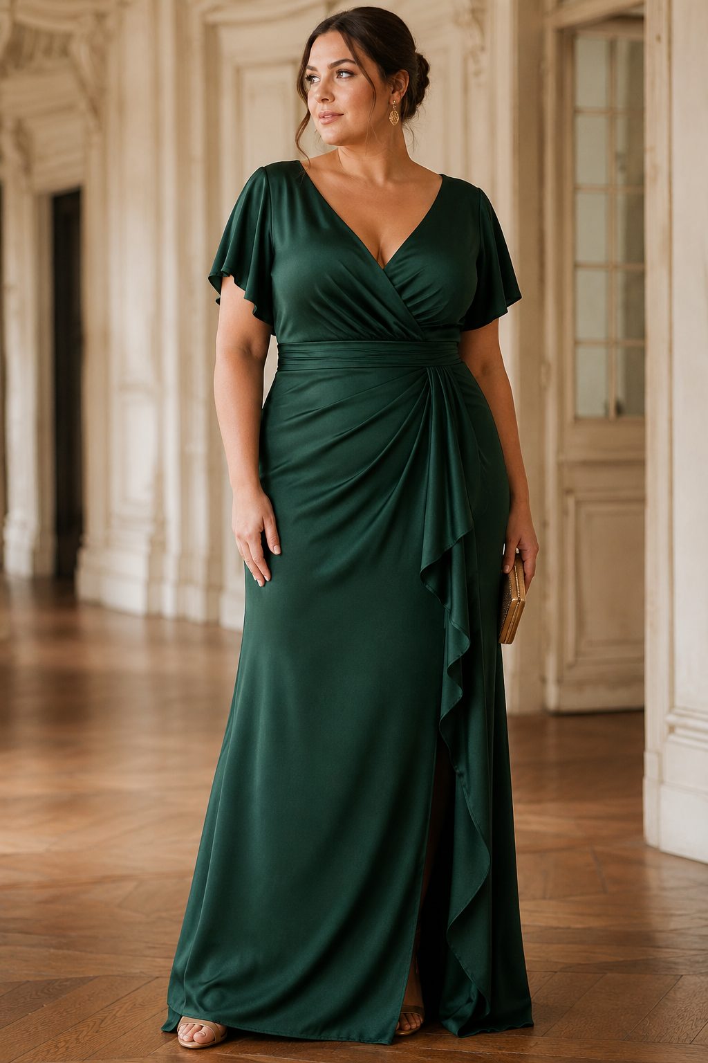 Serena Plus Size Emerald Green Evening Dress