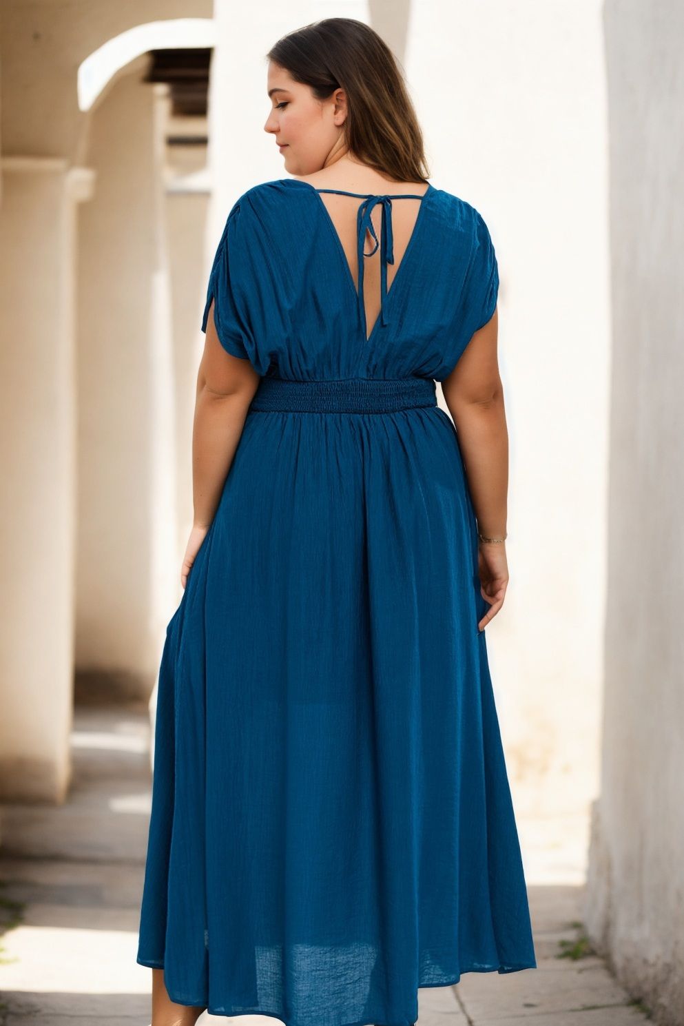 Genevieve Plus Size Empire Waist Maxi Dress