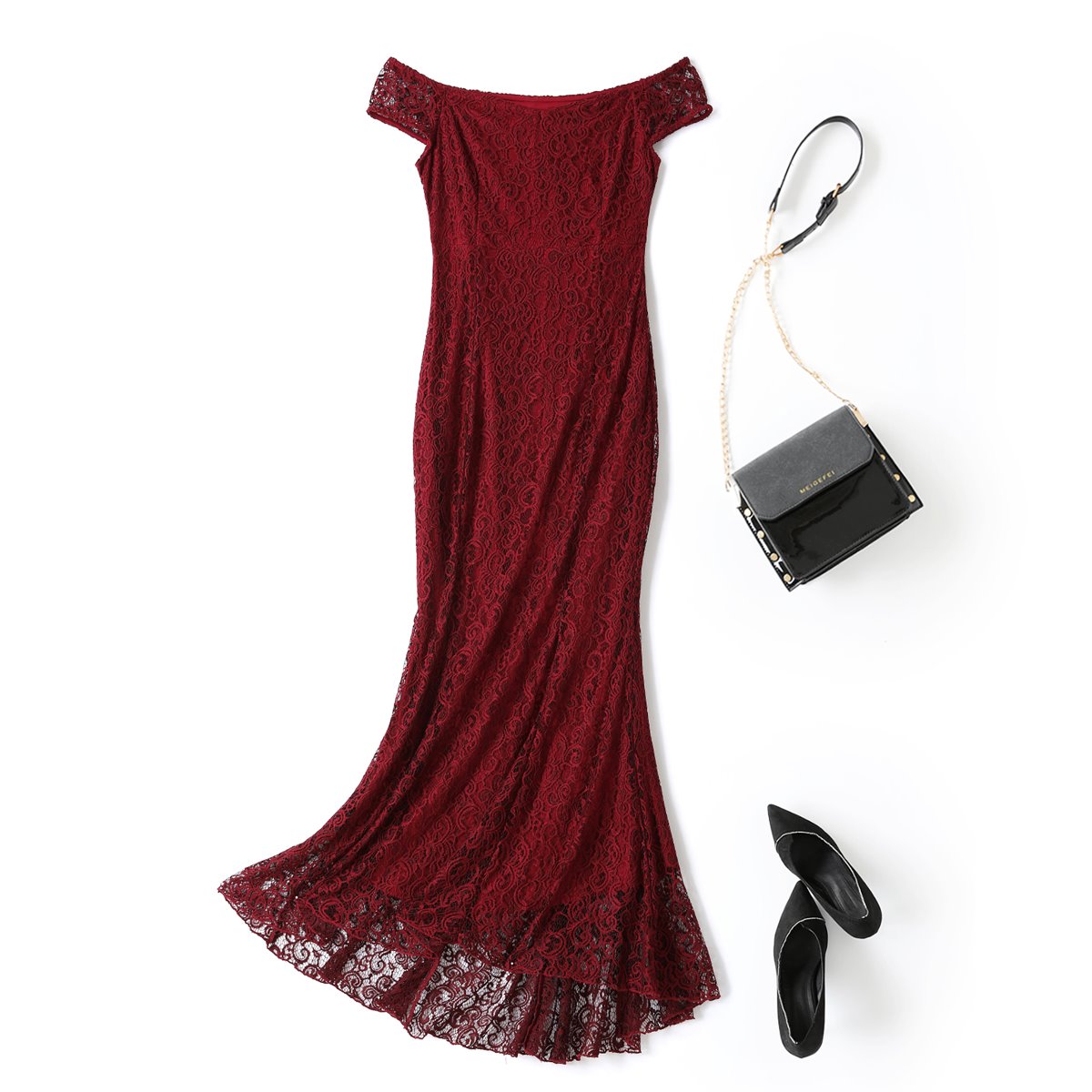 Davina Plus Size Off Shoulder Mermaid Evening Maxi Dress