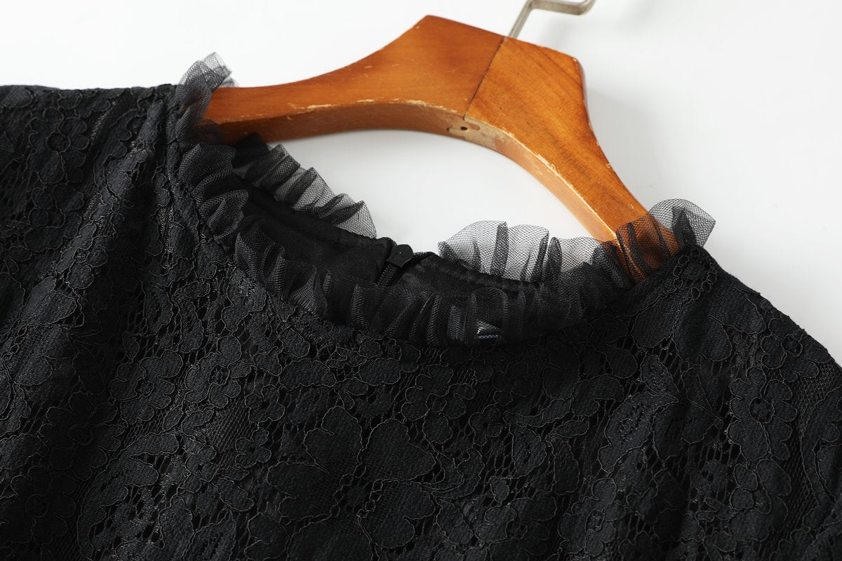 Petunia Plus Size Black Lace Formal Midi Dress