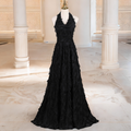 Nala Plus Size Halter Feather Evening Dress