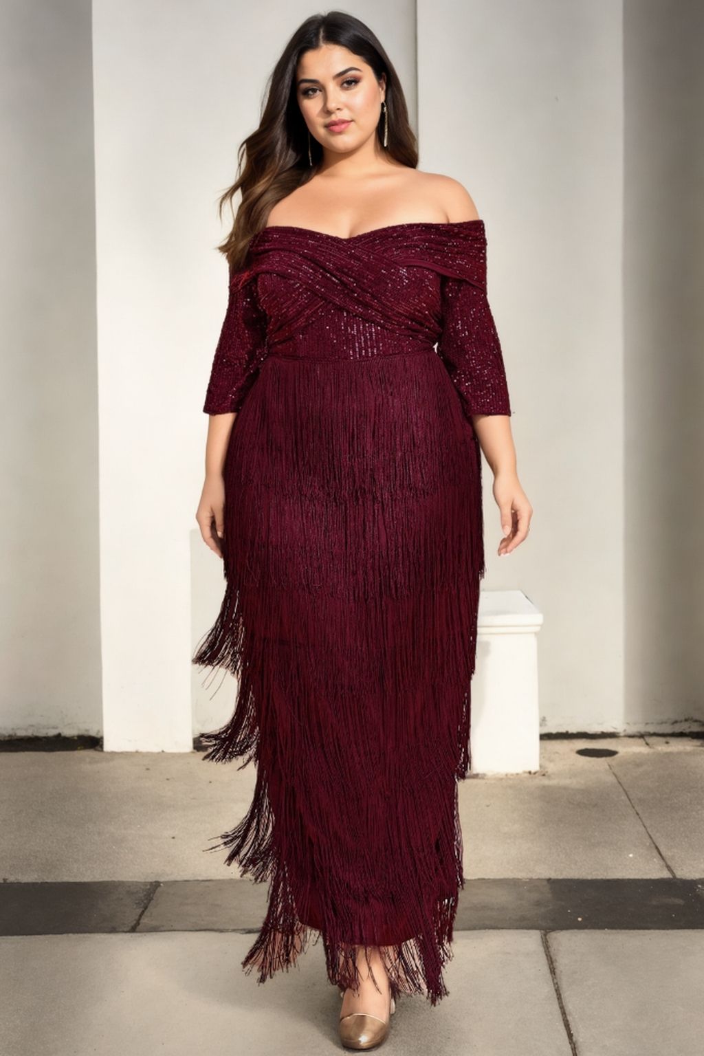 Nicole Plus Size Flapper Evening Dress