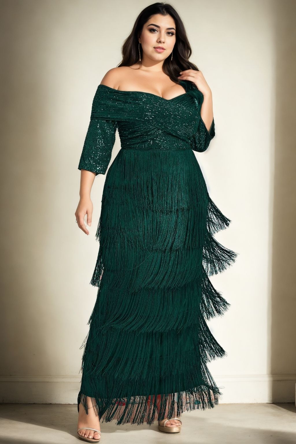 Nicole Plus Size Flapper Evening Dress