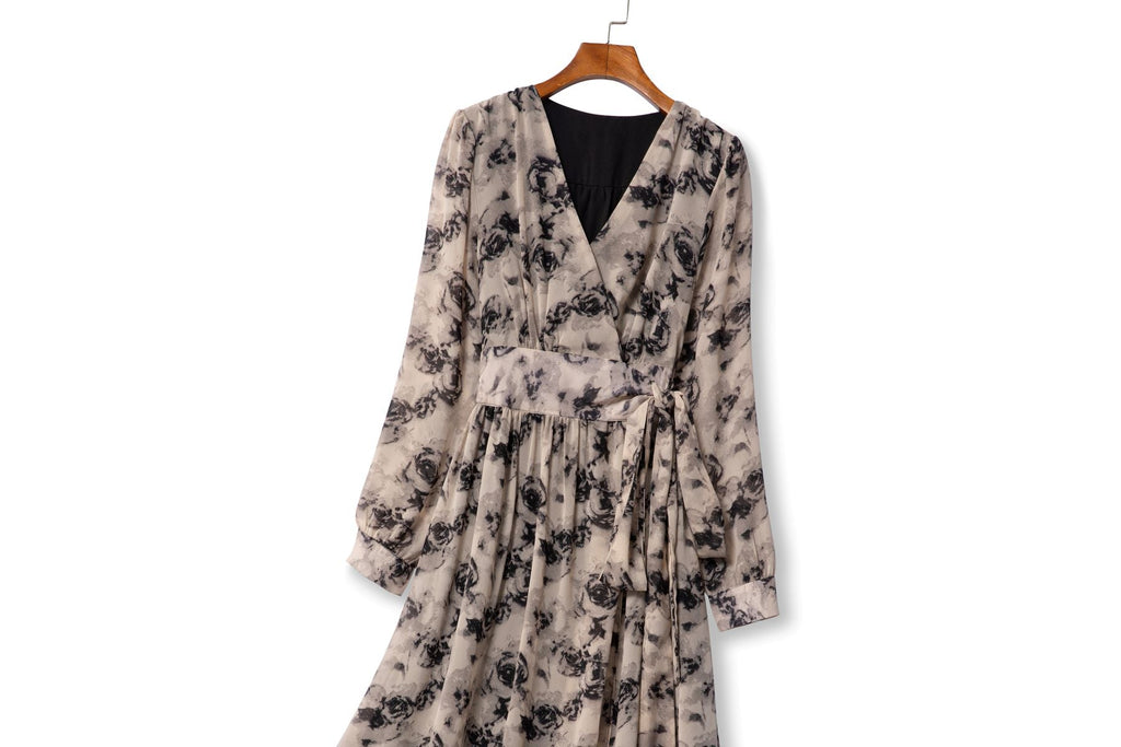Kiera Plus Size Floral Wrap Long Sleeve Dress