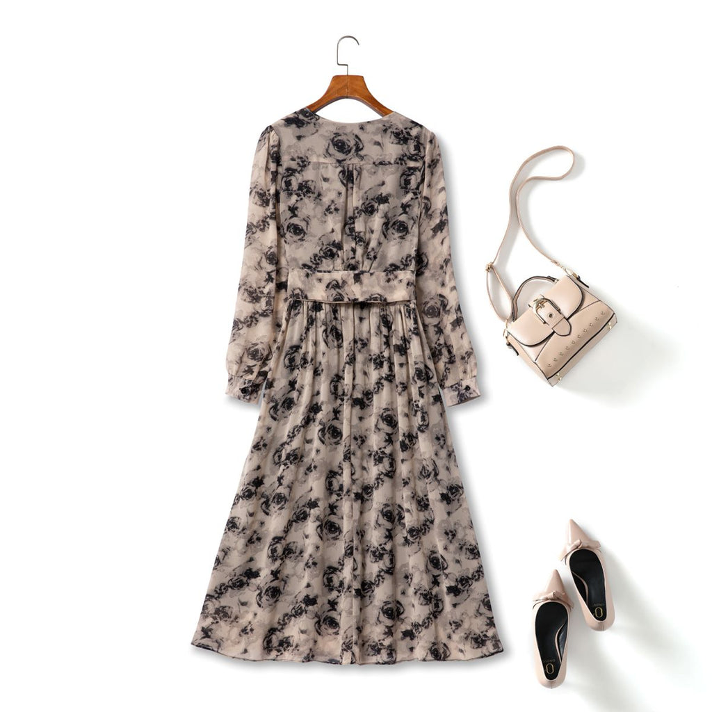 Kiera Plus Size Floral Wrap Long Sleeve Dress