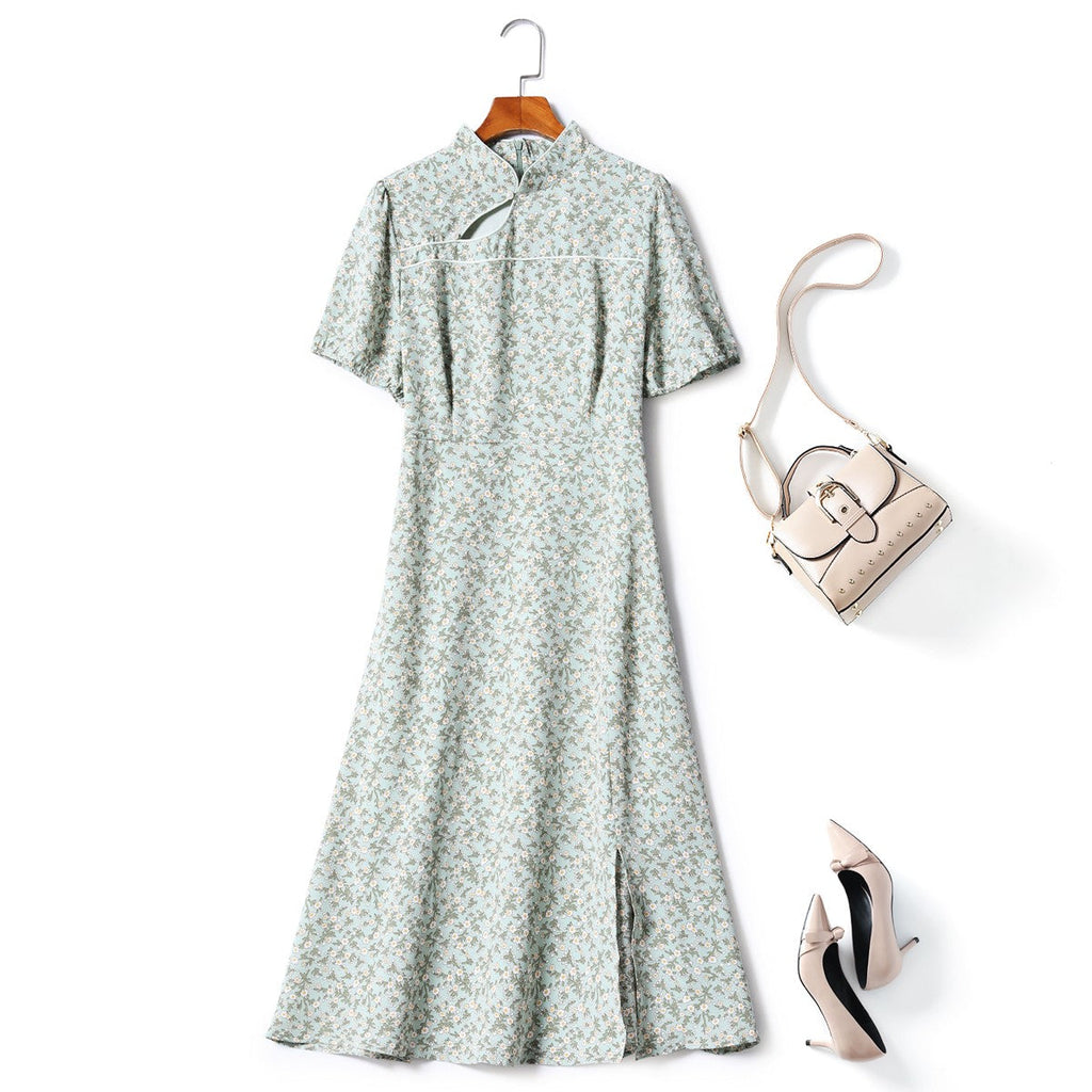 Plus Size Modern Floral Cheongsam Dress