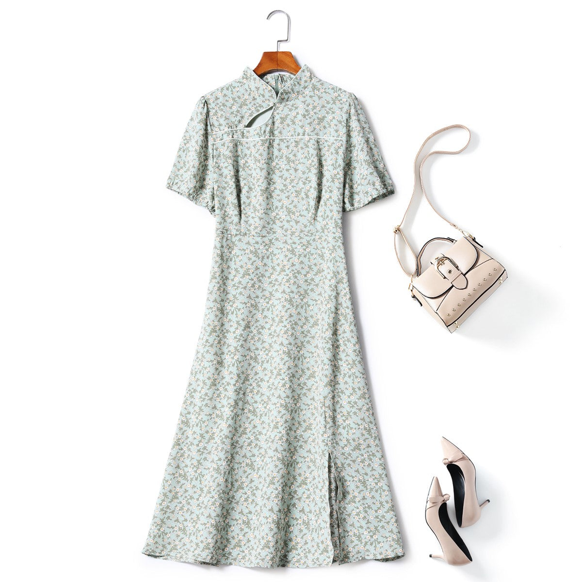 Plus Size Modern Floral Cheongsam Dress