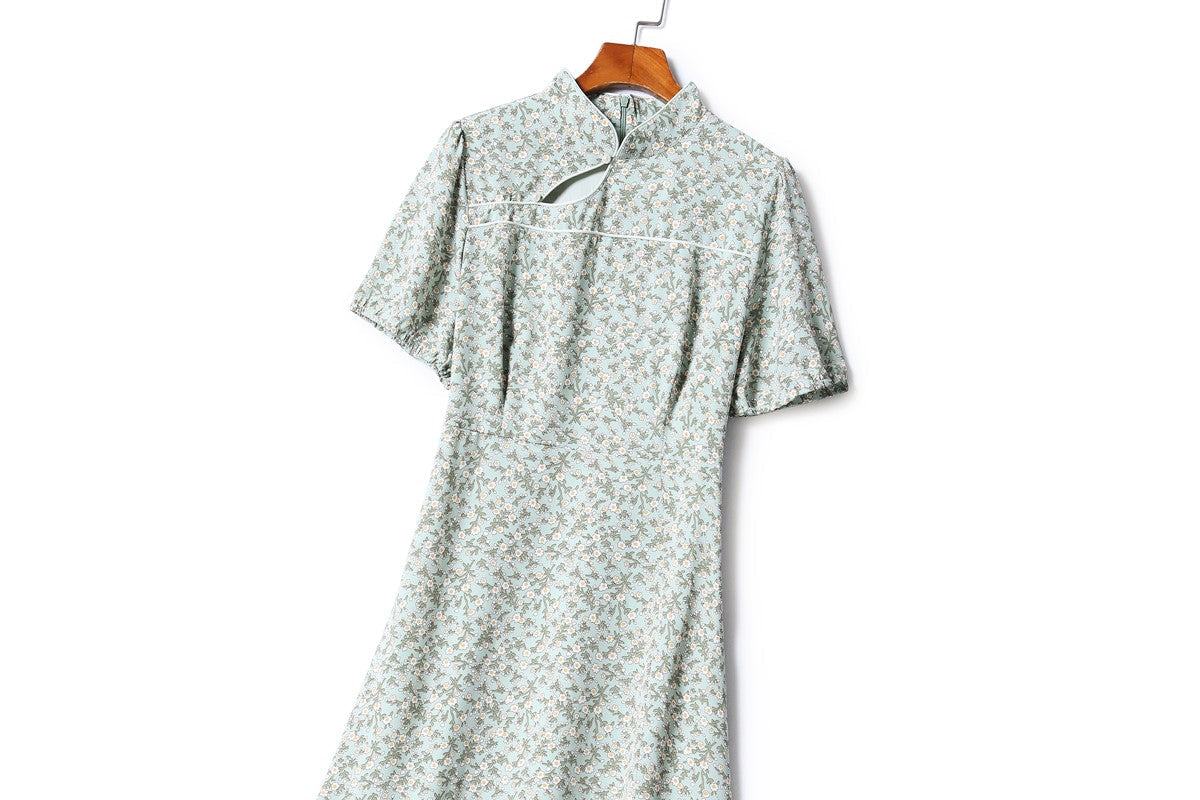 Plus Size Modern Floral Cheongsam Dress