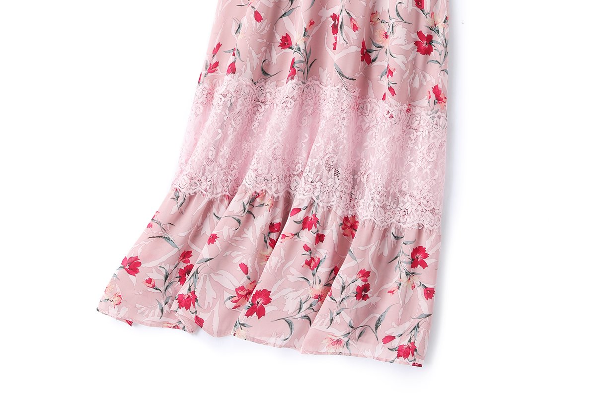 Dana Plus Size Pink Floral Halter Neck Midi Dress
