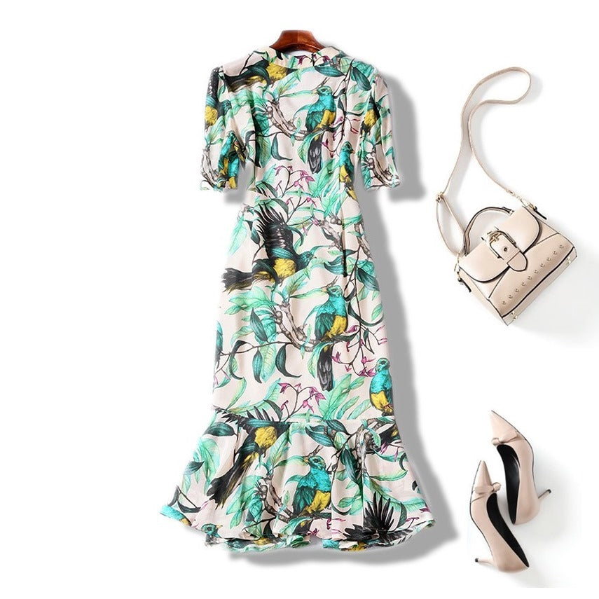Plus Size Floral Mermaid Midi Dress