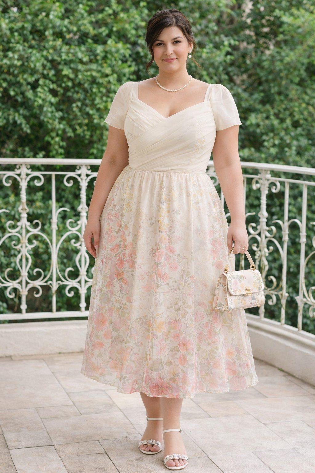 Marielle Plus Size Floral Wedding Guest Midi Dress