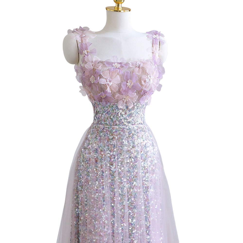 Plus Size Floral Sequins Gown